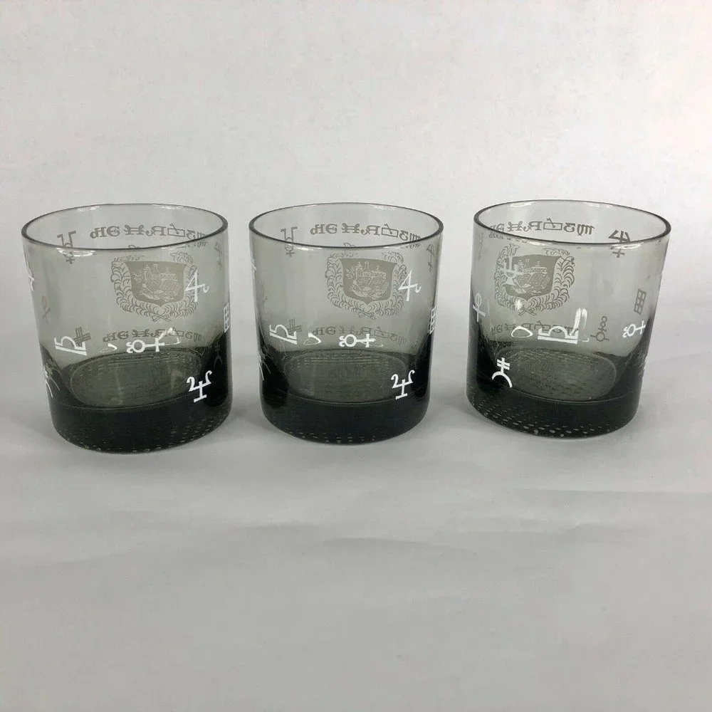 Set of 6 Pharmacy Symbol Glasses Barware Apothecary Tumblers MCM Lowball‎ Rocks